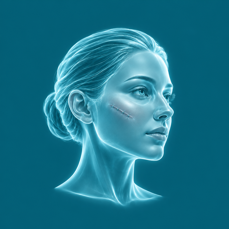 Facial Closure Sutures – cyan clinical illustration