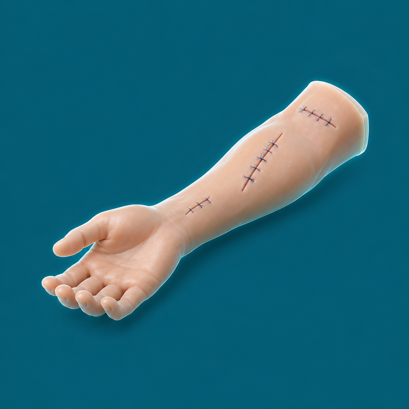 PraticMed medical training forearm model – clinical illustration