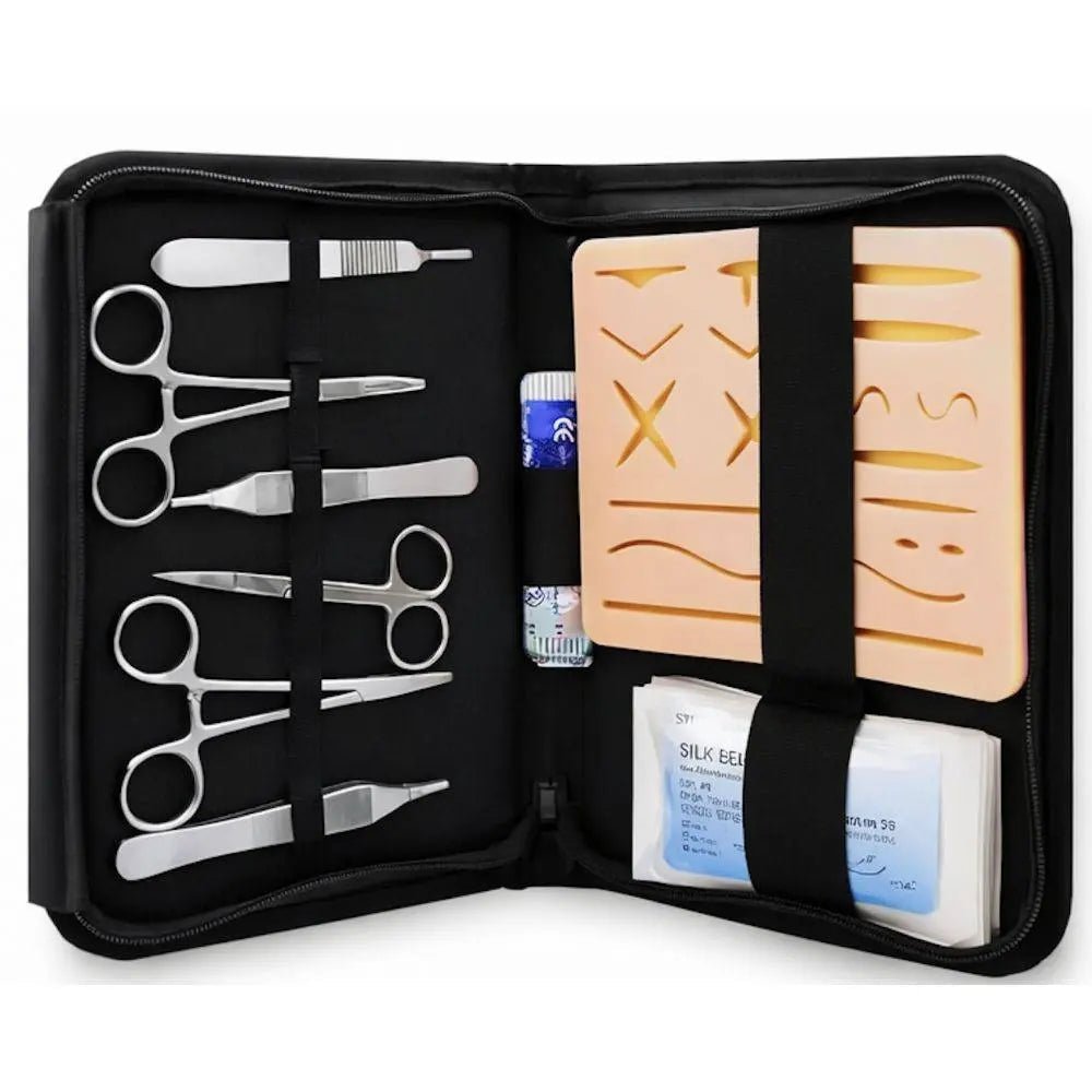 Professional Suturing Practice Kit – 3 Layer Silicone Suture Training Pad & Surgical Instruments - Suture Training KitMS-STK01