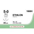 Ethicon ETHILON™ Black Monofilament Non - Absorbable Surgical Suture | USP 5 - 0 | 18 in (45 cm) | Black | PS - 3 Prime Reverse Cutting Needle 13 mm | 3/8 Circle | 1668H (Box of 36) - Suture1668H