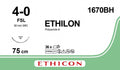 Ethicon ETHILON Black Monofilament Non - Absorbable Surgical Suture USP 4 - 0 30 in (75 cm) Black FSL Reverse Cutting Needle 19 mm 3/8 Circle 1670BH (Box of 36) - 1670BH