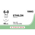 Ethicon ETHILON™ Black Monofilament Non - Absorbable Surgical Suture | USP 6 - 0 | 18 in (45 cm) | Black | PC - 3 Prime Cutting Needle 13 mm | 3/8 Circle | 1866G (Box of 12) - Suture1866G