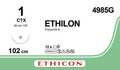 Ethicon ETHILON Black Monofilament Non - Absorbable Surgical Suture USP 1 40 in (100 cm) Black CTX Taper Point Needle 48 mm 1/2 Circle 4985G (Box of 12) - 4985G