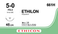 Ethicon ETHILON Black Monofilament Non - Absorbable Surgical Suture USP 5 - 0 18 in (45 cm) Black FS - 2 Reverse Cutting Needle 19 mm 3/8 Circle 661H (Box of 36) - 661H