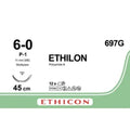 Ethicon ETHILON™ Black Monofilament Non - Absorbable Surgical Suture | USP 6 - 0 | 18 in (45 cm) | Black | P - 1 Prime Cutting Needle 11 mm | 3/8 Circle | 697G (Box of 12) - Suture697G