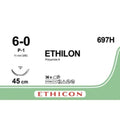 Ethicon ETHILON™ Black Monofilament Non - Absorbable Surgical Suture | USP 6 - 0 | 18 in (45 cm) | Black | P - 1 Prime Cutting Needle 11 mm | 3/8 Circle | 697H (Box of 36) - Suture697H