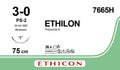 Ethicon ETHILON Black Monofilament Non - Absorbable Surgical Suture USP 3 - 0 30 in (75 cm) Black PS - 2 Prime Reverse Cutting Needle 19 mm 3/8 Circle 7665H (Box of 36) - 7665H