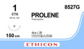 Ethicon PROLENE Polypropylene Blue Non - Absorbable Surgical Suture USP 1 (Metric 4) 150 cm CTX Taperpoint Flat Needle 8527G (Box of 12) - 8527G