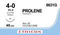 Ethicon PROLENE Polypropylene Blue Non - Absorbable Surgical Suture USP 4 - 0 45 cm (18 in) PC - 5 MULTIPASS Prime Conventional Cutting Needle 8631G (Box of 12) - 8631G