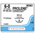 Ethicon PROLENE® Polypropylene Blue Non - Absorbable Surgical Suture | USP 6 - 0 | 18 in (45 cm) | PC - 3 PRIME™ Conventional Cutting Needle (16 mm) | 8636G (Box of 12) - Suture8636G