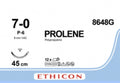 Ethicon PROLENE Polypropylene Blue Non - Absorbable Surgical Suture USP 7 - 0 45 cm (18 in) P - 6 Prime Reverse Cutting Needle 8648G (Box of 12) - 8648G