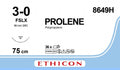Ethicon PROLENE Polypropylene Blue Non - Absorbable Surgical Suture USP 3 - 0 75 cm (30 in) FSLX Reverse Cutting Needle 8649H (Box of 36) - 8649H