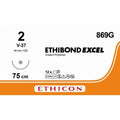 Ethicon ETHIBOND EXCEL Polyester Braided Non - Absorbable Surgical Suture – USP 2 – 75 cm – Green – Single - Armed Tapercut Needle 40 mm – 1/2 Circle – 869G (Box of 12) - Suture869G