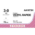 Ethicon VICRYL RAPIDE Braided Polyglactin 910 Absorbable Surgical Suture – USP 3 - 0 – 70 cm – Undyed – Reverse Cutting Needle (60 mm, Straight) – AA1673H (Box of 36) Size: 3 - 0 Colour: Undyed Style: Reverse Cutting - SutureAA1673H