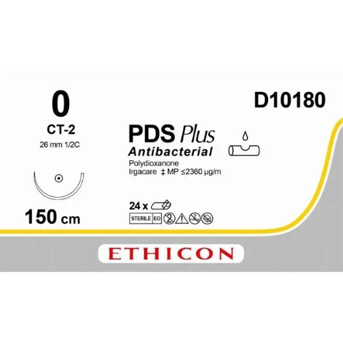 Ethicon PDS® Plus Antibacterial (Polydioxanone) Violet Absorbable Surgical Suture – USP 0 – 150 cm – CT - 2 Taperpoint Flat Needle – D10180 (Box of 24) - SutureD10180