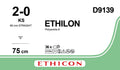 Ethicon ETHILON Clear (Undyed) Monofilament Non - Absorbable Surgical Suture USP 2 - 0 30 in (75 cm) Clear KS Reverse Cutting Needle 19 mm 3/8 Circle D9139 (Box of 36) - D9139