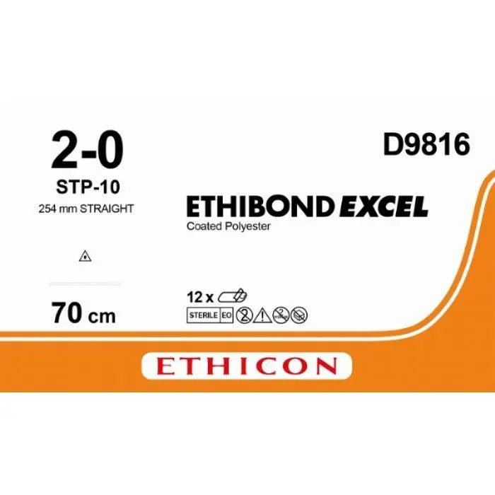 Ethicon ETHIBOND EXCEL Polyester Braided Non - Absorbable Surgical Suture (Box of 12) D9816