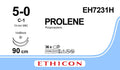 Ethicon PROLENE Polypropylene Blue Non - Absorbable Surgical Suture USP 5 - 0 90 cm Double - Armed C - 1 VISI - BLACK Taper Point Needles EH7231H (Box of 36) - EH7231H