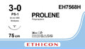 Ethicon PROLENE Polypropylene Blue Non - Absorbable Surgical Suture USP 3 - 0 (Metric 2) 75 cm PS - 1 PRIME Reverse Cutting Needle EH7568H (Box of 36) - EH7568H