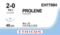 Ethicon PROLENE Polypropylene Blue Non - Absorbable Surgical Suture USP 2 - 0 (Metric 3) 45 cm PS - 1 PRIME Reverse Cutting Needle EH7756H (Box of 36) - EH7756H