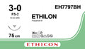 Ethicon ETHILON Black Monofilament Non - Absorbable Surgical Suture USP 3 - 0 30 in (75 cm) Black FS - 2 Reverse Cutting Needle 19 mm 3/8 Circle EH7797BH (Box of 36) - EH7797BH