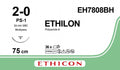 Ethicon ETHILON Black Monofilament Non - Absorbable Surgical Suture USP 2 - 0 30 in (75 cm) Black PS - 1 Prime Reverse Cutting Needle 24 mm 3/8 Circle EH7808BH (Box of 36) - EH7808BH