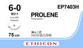 Ethicon PROLENE Polypropylene Blue Non - Absorbable Surgical Suture USP 6 - 0 75 cm BV - 1 Taper Point Needle EP7403H (Box of 36) - EP7403H