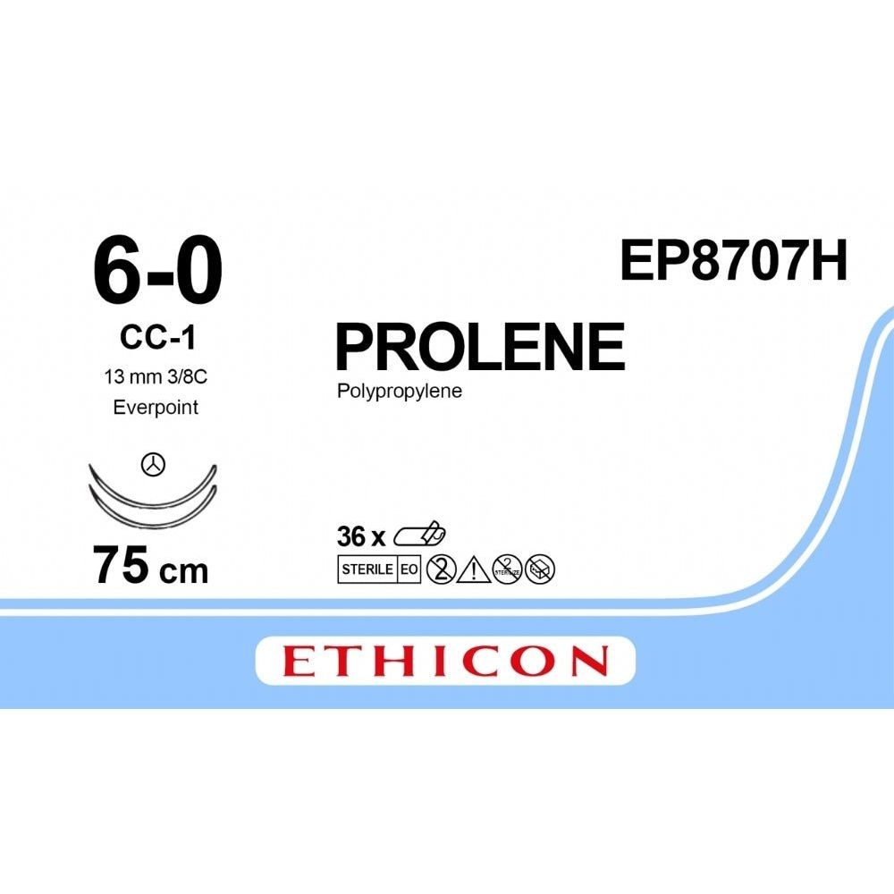 Ethicon PROLENE Polypropylene Non - Absorbable Monofilament Surgical Suture USP 3 - 0 75 cm BV - 1 Taperpoint Needles 9.3 mm 3/8 Circle with EVERPOINT Technology EP8707H (Box of 36) - EP8707H