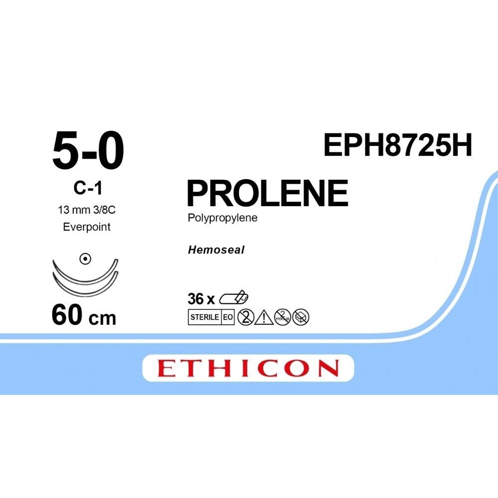 Ethicon PROLENE Polypropylene Non - Absorbable Monofilament Surgical Suture USP 2 - 0 75 cm BV - 1 Taperpoint Needles 9.3 mm 3/8 Circle with EVERPOINT Technology EPH8725H (Box of 36) - EPH8725H