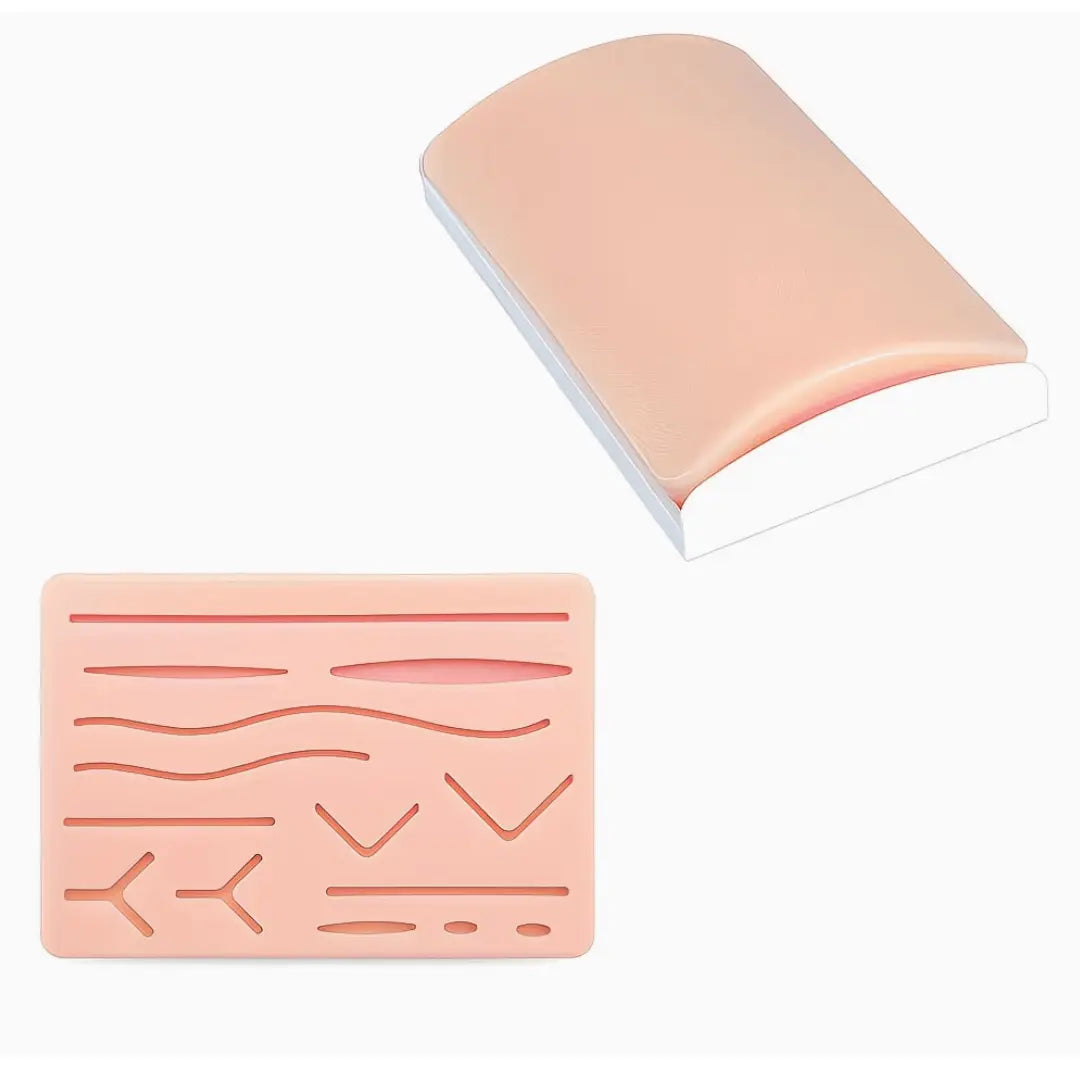 Suture Practice Pad with 14 Pre - Cut Wounds – Reusable Silicone Suturing Training Skin Model for Medical, Nursing & Clinical Skills Training - Suture Training PadCW3862148