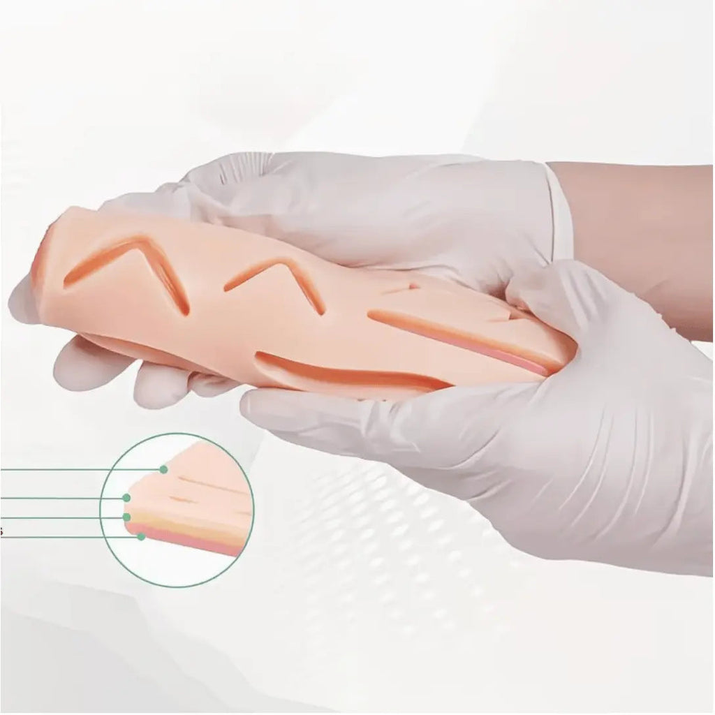 Suture Practice Pad with 14 Pre - Cut Wounds – Reusable Silicone Suturing Training Skin Model for Medical, Nursing & Clinical Skills Training - Suture Training PadCW3862148