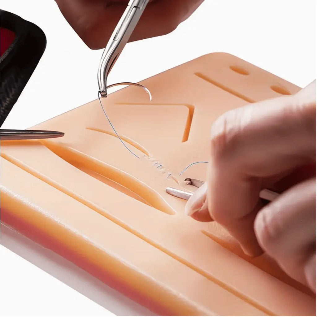 Suture Practice Pad with 14 Pre - Cut Wounds – Reusable Silicone Suturing Training Skin Model for Medical, Nursing & Clinical Skills Training - Suture Training PadCW3862148