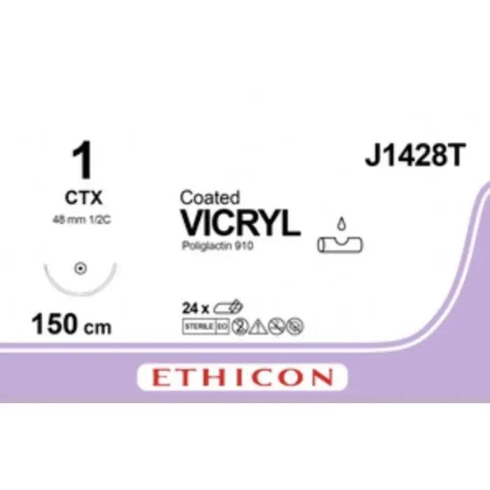 Ethicon COATED VICRYL Polyglactin 910 Braided Absorbable Surgical Suture – J1428T