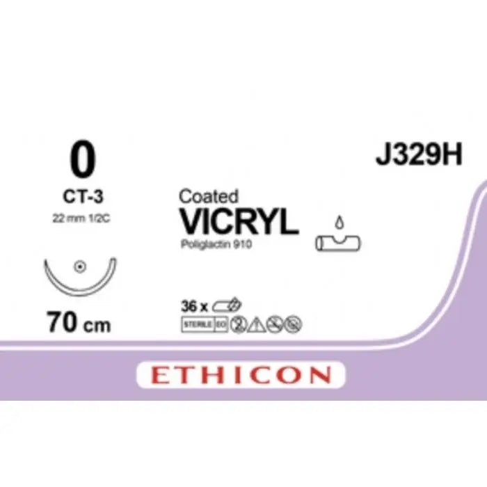 Ethicon COATED VICRYL Polyglactin 910 Braided Absorbable Surgical Suture  J329H