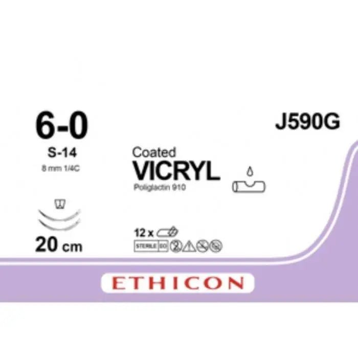 Ethicon COATED VICRYL Polyglactin 910 Braided Absorbable Surgical Suture – J590G