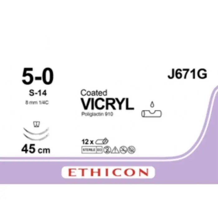 Ethicon COATED VICRYL Polyglactin 910 Braided Absorbable Surgical Suture J671G