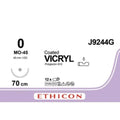Ethicon COATED VICRYL Polyglactin 910 Braided Absorbable Surgical Suture – USP 0 – 70 cm – Violet – Single - Armed Taper Point MO - 45 Needle 45 mm, 1/2 Circle – J9244G (Box of 12) Size: 0 Colour: Violet Style: Taper Point MO - 45 - J9244G