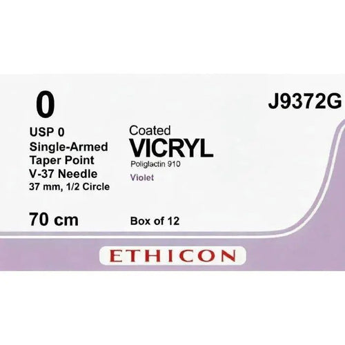 Ethicon COATED VICRYL Polyglactin 910 Braided Absorbable Surgical Suture – J9372G