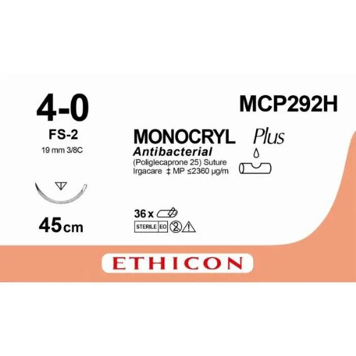 Ethicon MONOCRYL PLUS Poliglecaprone 25 Absorbable Monofilament Surgical Suture  MCP292H