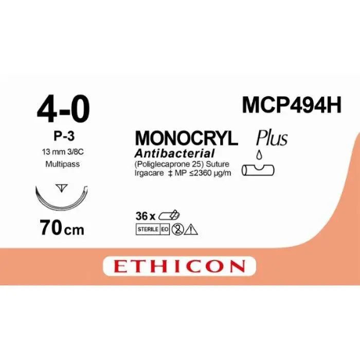 Ethicon MONOCRYL Plus Antibacterial Monofilament Absorbable Surgical Suture MCP494H