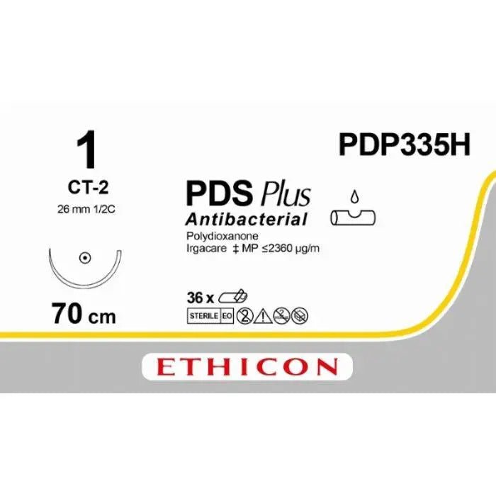 Ethicon PDS® Plus Antibacterial (Polydioxanone) Violet Absorbable Surgical Suture – USP 1 – 70 cm – CT - 2 Taperpoint Needle (26 mm) – PDP335H (Box of 36) - SuturePDP335H