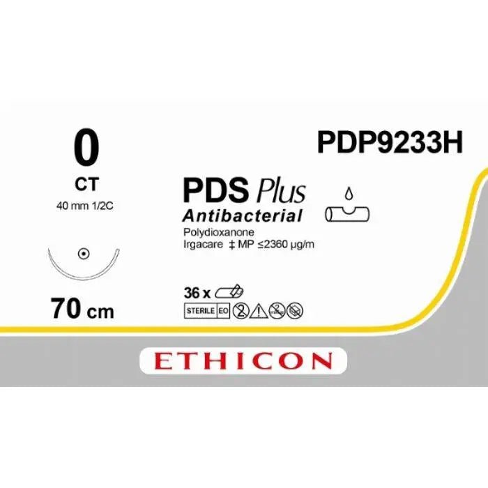 Ethicon PDS™ Plus Antibacterial (Polydioxanone) Violet Absorbable Surgical Suture – 70 cm – CT Needle – PDP9233H (Box of 36) - SuturePDP9233H