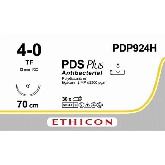 Ethicon PDS® Plus Antibacterial (Polydioxanone) Violet Absorbable Surgical Suture | USP 4 - 0 | 70 cm | TF Taper Point Needle | PDP924H (Box of 36) - SuturePDP924H