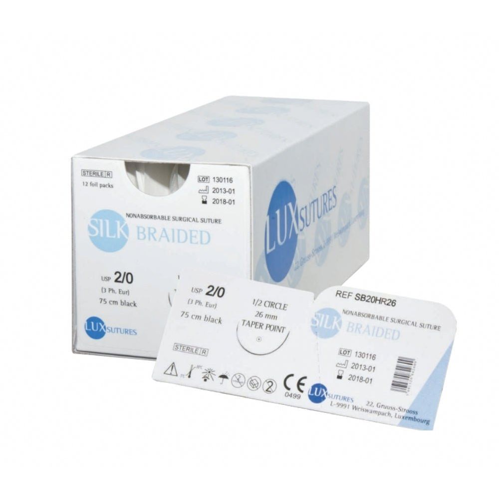 LUXSUTURES LUXYLENE POLYPROPYLENE NON - ABSORBABLE MONOFILAMENT SURGICAL SUTURE USP 6/0 45 CM DS 16 REVERSE CUTTING NEEDLE (BOX OF 12) - PP60DS16