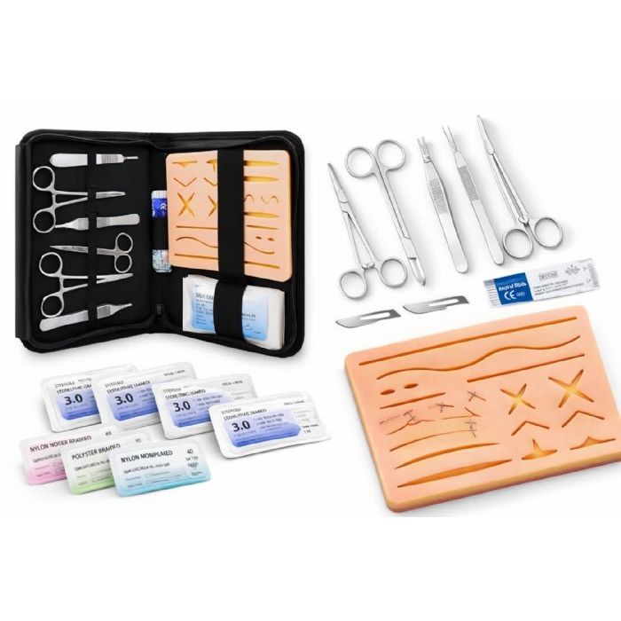 Professional Suturing Practice Kit 3 Layer Silicone Suture Training Pad & Surgical Instruments - Surgical TrainingSTK