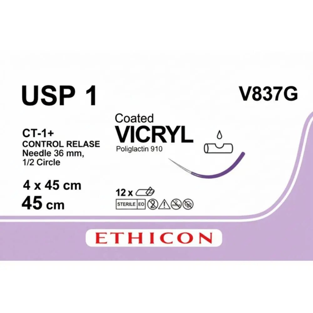 Ethicon VICRYL Polyglactin 910 Braided Absorbable Surgical Suture V837G