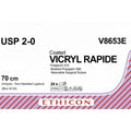 Ethicon VICRYL RAPIDE Braided Polyglactin 910 Absorbable Surgical Suture – USP 2 - 0 – 70 cm – Undyed – Non - Needled Ligature – V8653E (Box of 24) Size: 2 - 0 Colour: Undyed Style: Non - Needled (Ligature) - V8653E