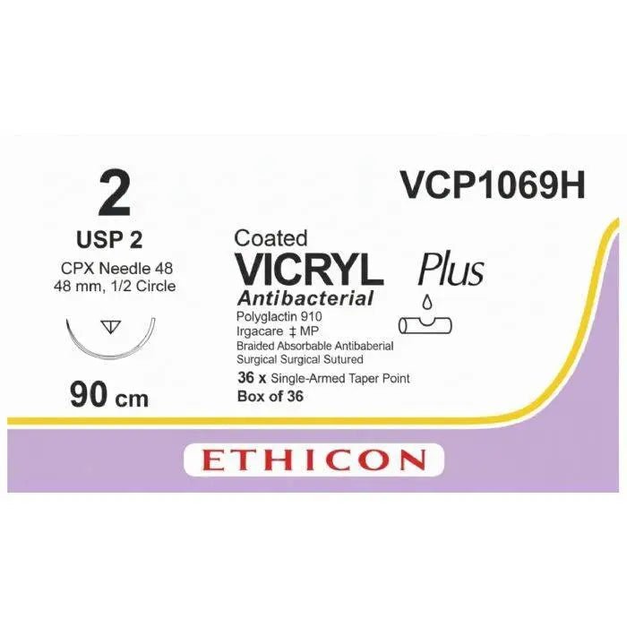Ethicon VICRYL PLUS Polyglactin 910 Braided Absorbable Antibacterial Surgical Suture – VCP1069H