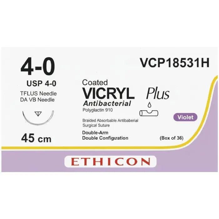 Ethicon VICRYL PLUS Polyglactin 910 Braided Absorbable Antibacterial Surgical Suture – VCP18531H