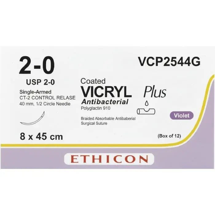Ethicon VICRYL PLUS Polyglactin 910 Braided Absorbable Antibacterial Surgical Suture – VCP2544G